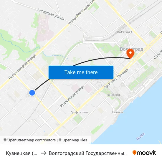 Кузнецкая (Ул. Елецкая) to Волгоградский Государственный Медицинский Университет map