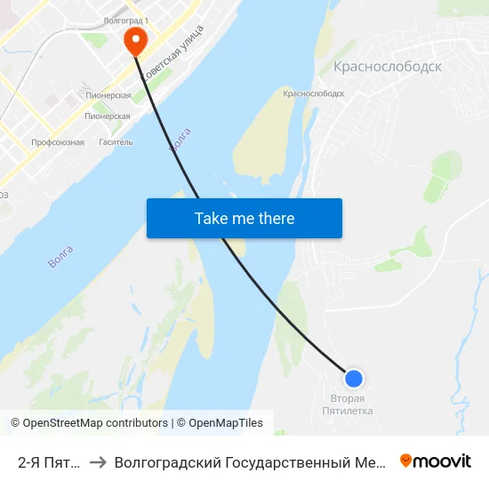2-Я Пятилетка to Волгоградский Государственный Медицинский Университет map