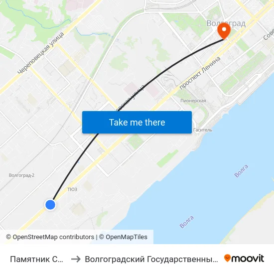 Памятник Североморцам to Волгоградский Государственный Медицинский Университет map