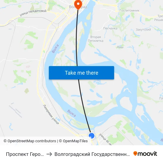 Проспект Героев Сталинграда to Волгоградский Государственный Медицинский Университет map