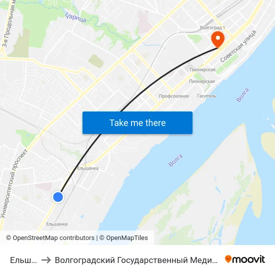 Ельшанка to Волгоградский Государственный Медицинский Университет map