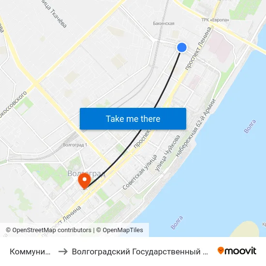 Коммунистическая to Волгоградский Государственный Медицинский Университет map