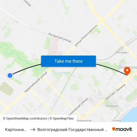 Картонная Фабрика to Волгоградский Государственный Медицинский Университет map