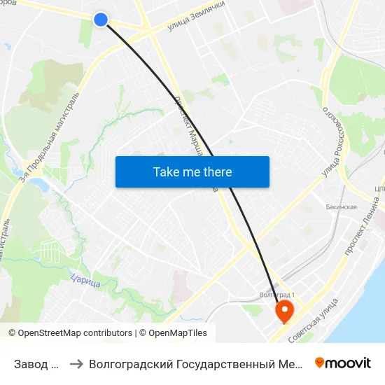 Завод Аврора to Волгоградский Государственный Медицинский Университет map