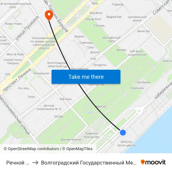 Речной Вокзал to Волгоградский Государственный Медицинский Университет map
