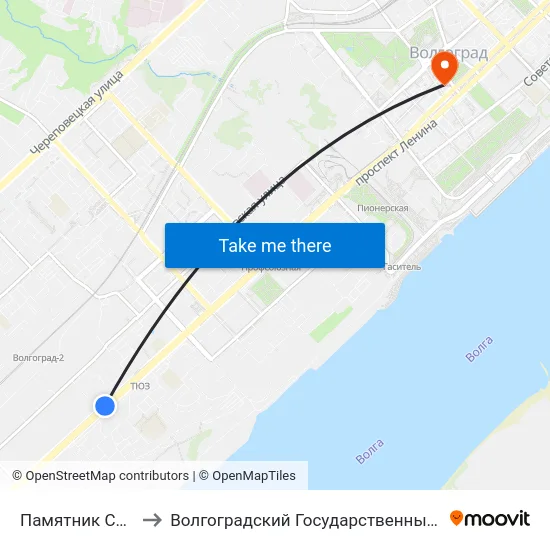 Памятник Североморцам to Волгоградский Государственный Медицинский Университет map