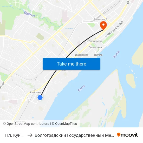 Пл. Куйбышева to Волгоградский Государственный Медицинский Университет map