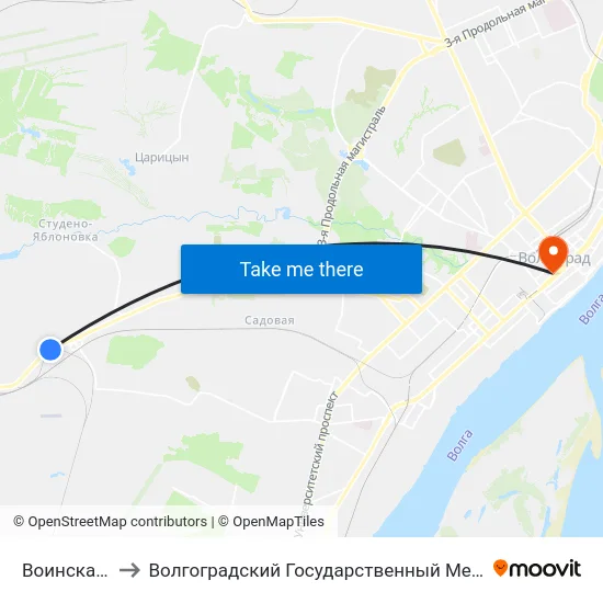 Воинская Часть to Волгоградский Государственный Медицинский Университет map