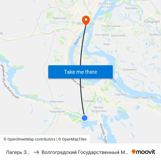 Лагерь Звёздный to Волгоградский Государственный Медицинский Университет map