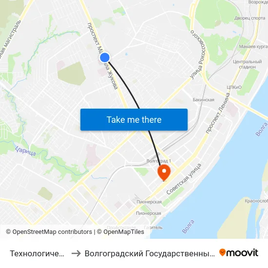 Технологический Колледж to Волгоградский Государственный Медицинский Университет map