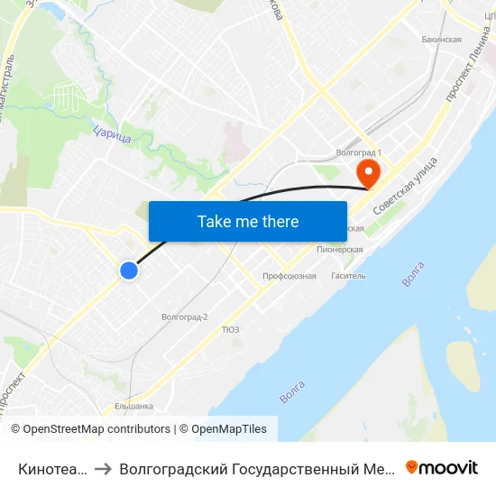 Кинотеатр Мир to Волгоградский Государственный Медицинский Университет map