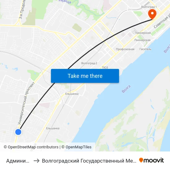 Администрация to Волгоградский Государственный Медицинский Университет map