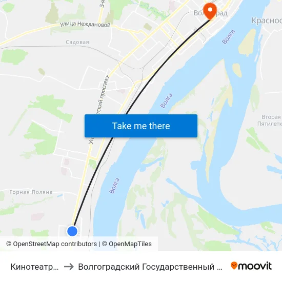 Кинотеатр Авангард to Волгоградский Государственный Медицинский Университет map