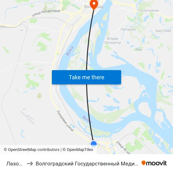 Лазоревая to Волгоградский Государственный Медицинский Университет map