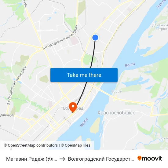 Магазин Радеж (Ул. 39 Гвардейской Дивизии) to Волгоградский Государственный Медицинский Университет map