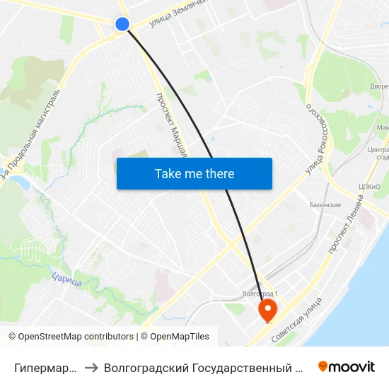 Гипермаркет Ашан to Волгоградский Государственный Медицинский Университет map