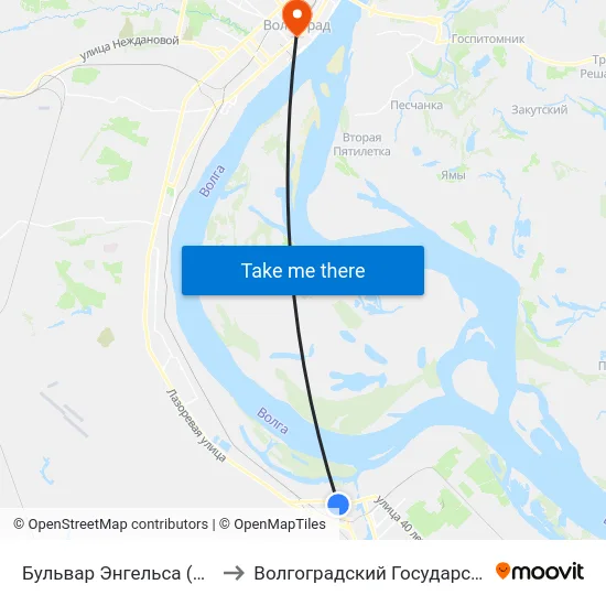 Бульвар Энгельса (Проспект Героев Сталинграда) to Волгоградский Государственный Медицинский Университет map