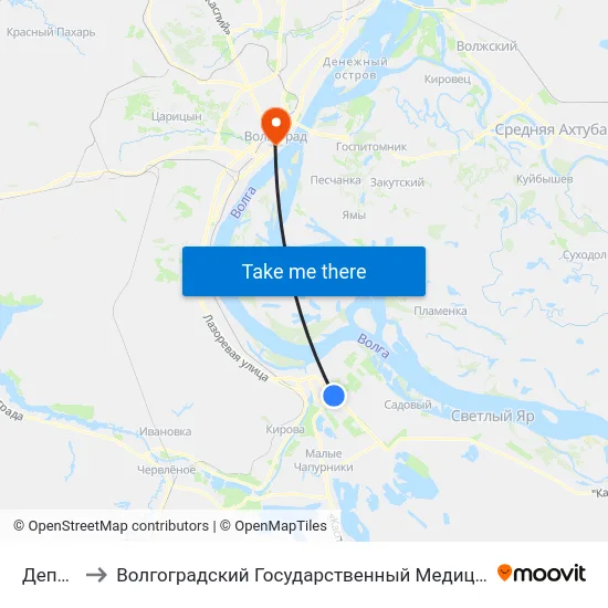 Депо №3 to Волгоградский Государственный Медицинский Университет map