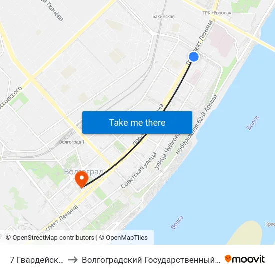7 Гвардейской Дивизии to Волгоградский Государственный Медицинский Университет map