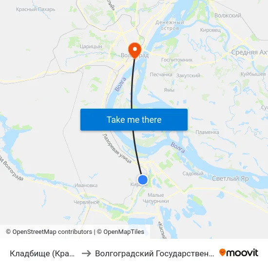 Кладбище (Красноармейский Р-Н) to Волгоградский Государственный Медицинский Университет map