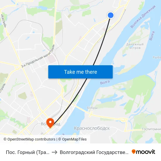 Пос. Горный (Тракторозаводский Р-Н) to Волгоградский Государственный Медицинский Университет map