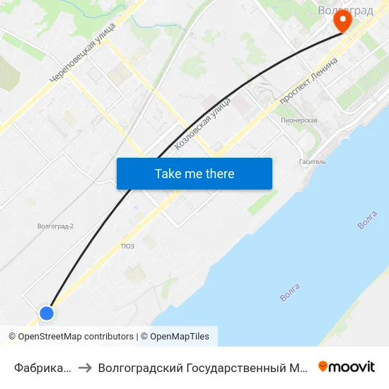 Фабрика Царица to Волгоградский Государственный Медицинский Университет map