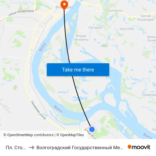 Пл. Столетова to Волгоградский Государственный Медицинский Университет map