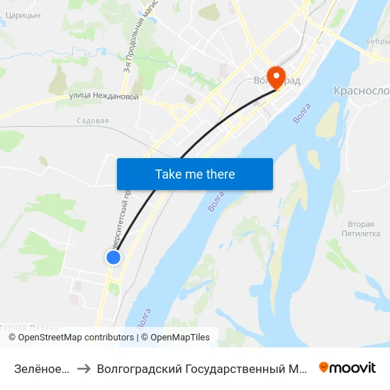 Зелёное Кольцо to Волгоградский Государственный Медицинский Университет map