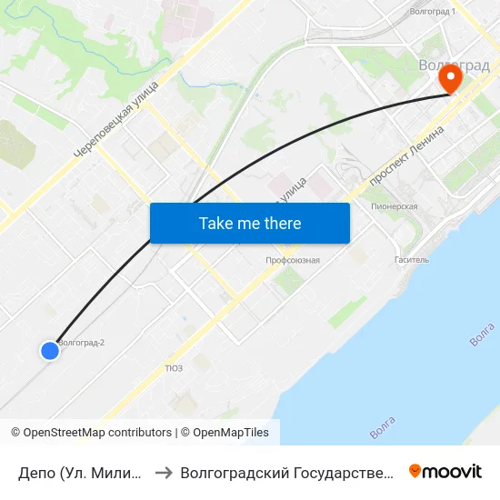 Депо (Ул. Милиционера Буханцева) to Волгоградский Государственный Медицинский Университет map