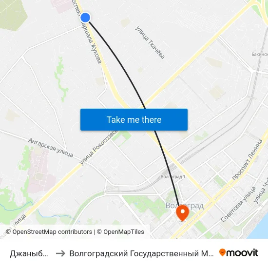 Джаныбековская to Волгоградский Государственный Медицинский Университет map