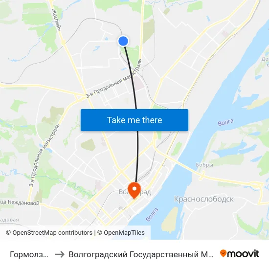 Гормолзавод №3 to Волгоградский Государственный Медицинский Университет map