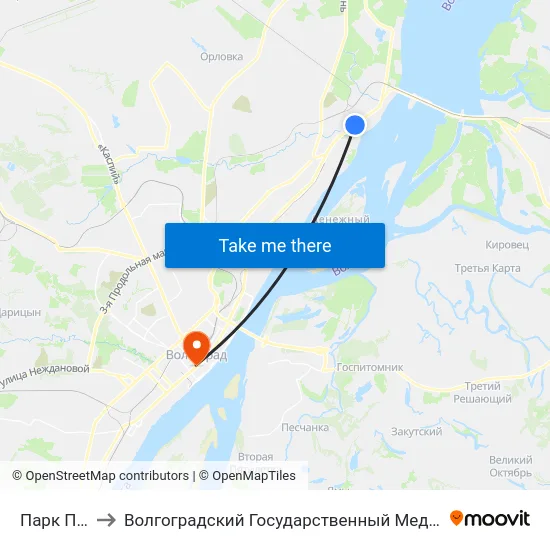 Парк Памяти to Волгоградский Государственный Медицинский Университет map