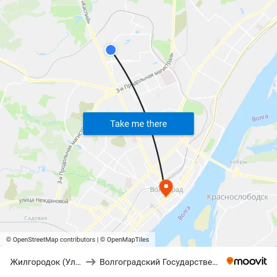 Жилгородок (Ул. Республиканская) to Волгоградский Государственный Медицинский Университет map