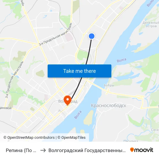 Репина (По Требованию) to Волгоградский Государственный Медицинский Университет map