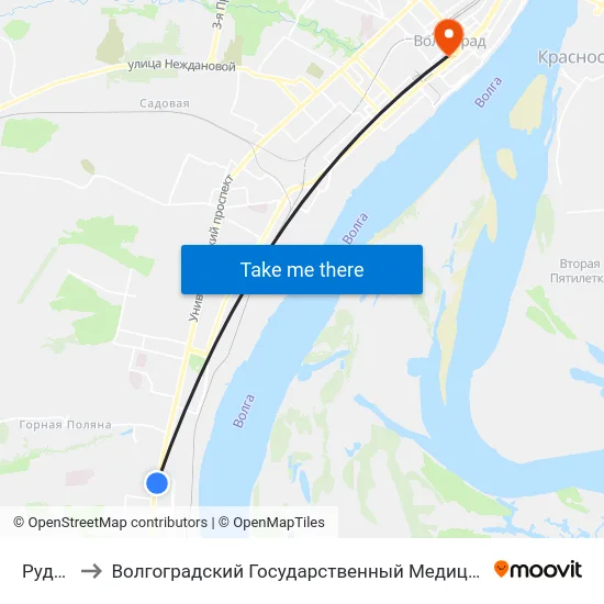 Руднева to Волгоградский Государственный Медицинский Университет map