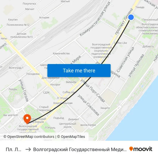 Пл. Ленина to Волгоградский Государственный Медицинский Университет map