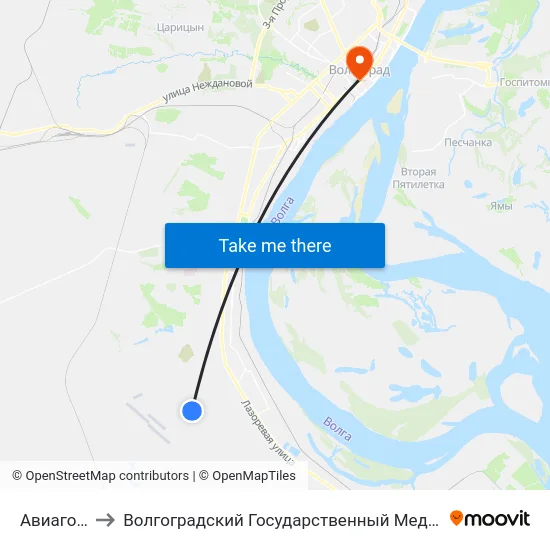 Авиагородок to Волгоградский Государственный Медицинский Университет map