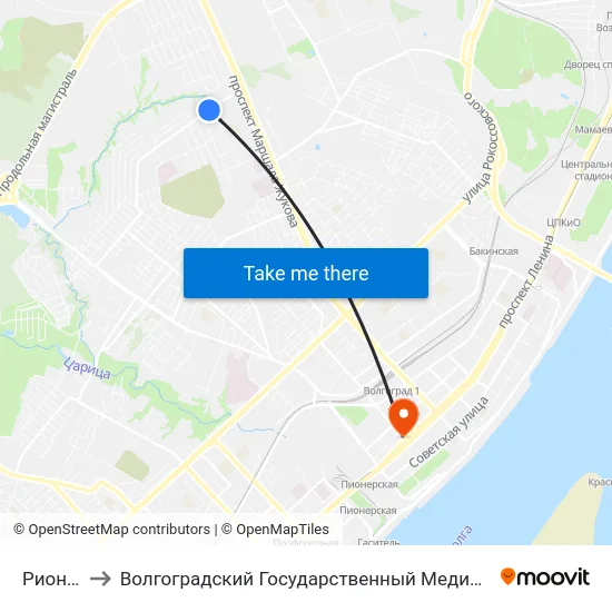 Рионская to Волгоградский Государственный Медицинский Университет map