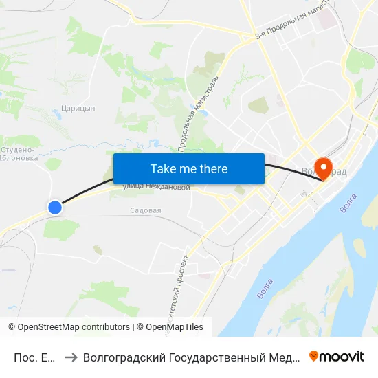 Пос. Ежовка to Волгоградский Государственный Медицинский Университет map