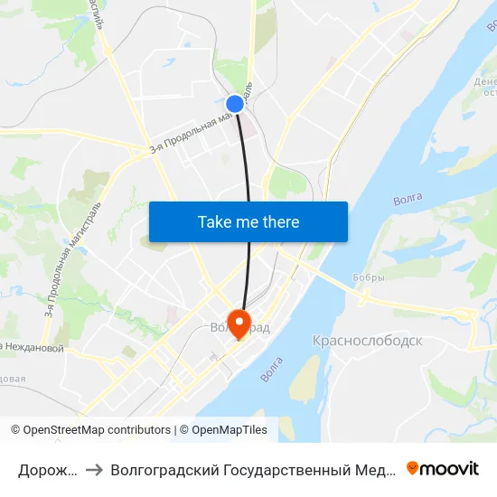 Дорожников to Волгоградский Государственный Медицинский Университет map