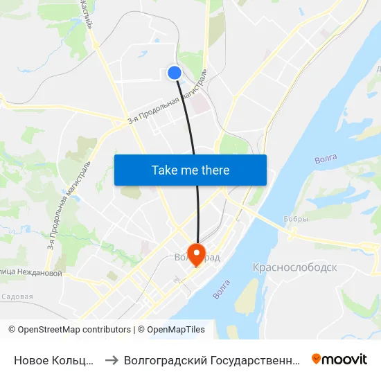 Новое Кольцо (Жилгородок) to Волгоградский Государственный Медицинский Университет map
