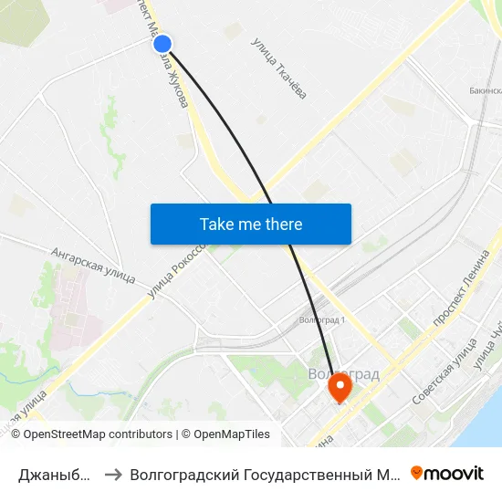 Джаныбековская to Волгоградский Государственный Медицинский Университет map