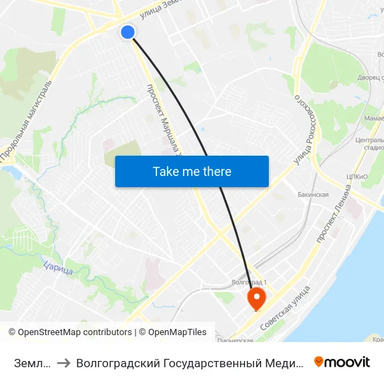 Землячки to Волгоградский Государственный Медицинский Университет map