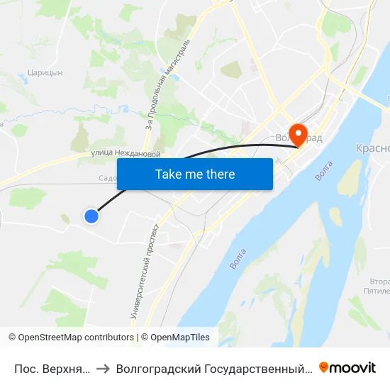 Пос. Верхняя Ельшанка to Волгоградский Государственный Медицинский Университет map