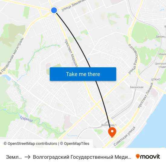 Землячки to Волгоградский Государственный Медицинский Университет map
