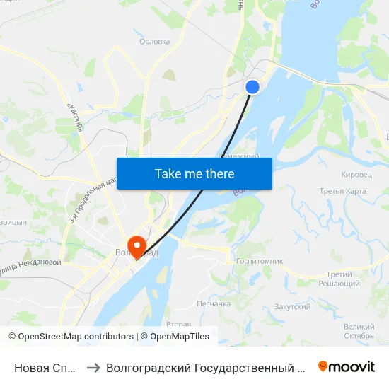 Новая Спартановка to Волгоградский Государственный Медицинский Университет map