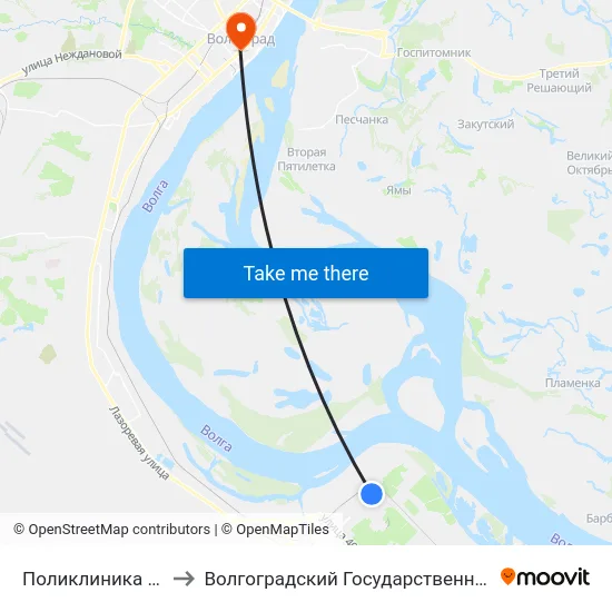Поликлиника №24 (Конечная) to Волгоградский Государственный Медицинский Университет map