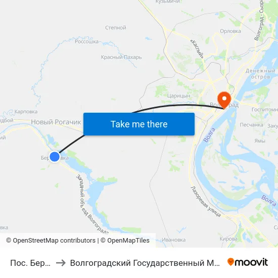 Пос. Береславка to Волгоградский Государственный Медицинский Университет map