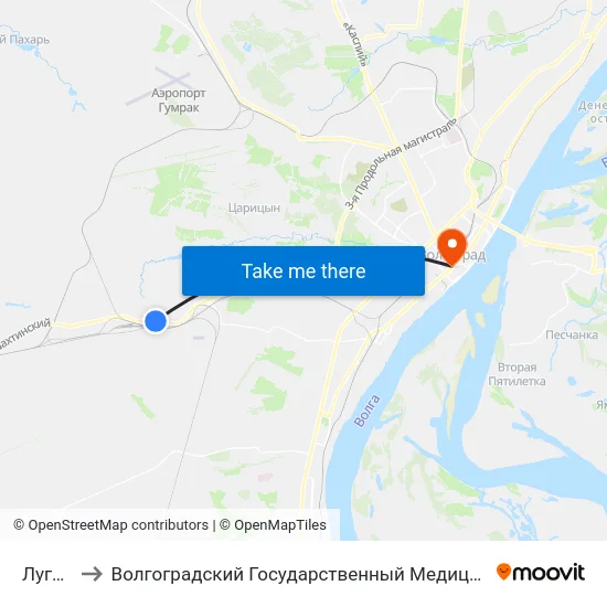 Луговая to Волгоградский Государственный Медицинский Университет map