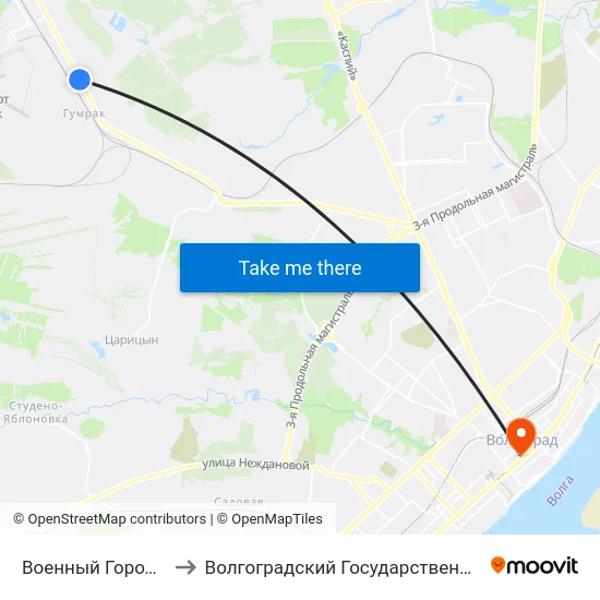 Военный Городок (Пос. Гумрак) to Волгоградский Государственный Медицинский Университет map